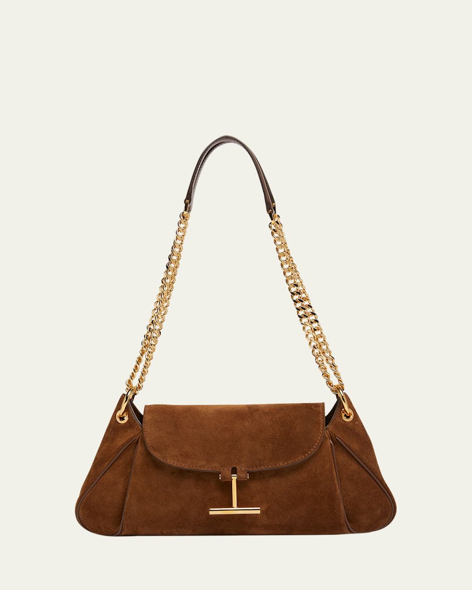Tara Chain Shoulder Bag in Suede